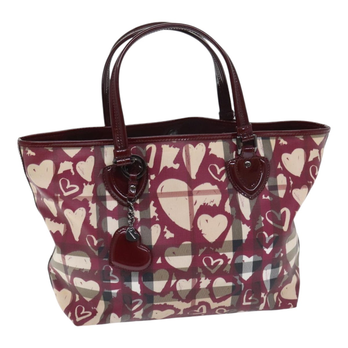 Burberry Nova Check Tote Bag Pvc Beige Silver Auth 91267